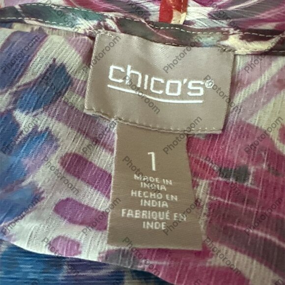 Chico's Size 1 Multicolor Sheer Kimono - Picture 4 of 7